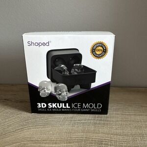 Skull Ice Cube Tray Large Black Bar Wear Whiskey Scotch Bourbon Slow Melting‎